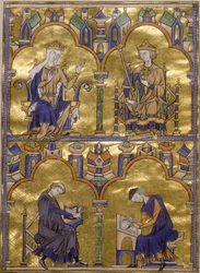 Blanche of Castile and King Louis IX of France; Author Dictating to a Scribe